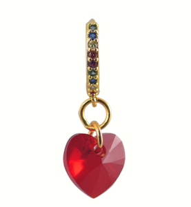 William Swarovski Crystal Heart & Rainbow Hoop Earring