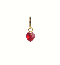 Load image into Gallery viewer, William Swarovski Crystal Heart &amp; Rainbow Hoop Earring
