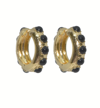Load image into Gallery viewer, Urto Black Gold-Plated Hoop Earrings

