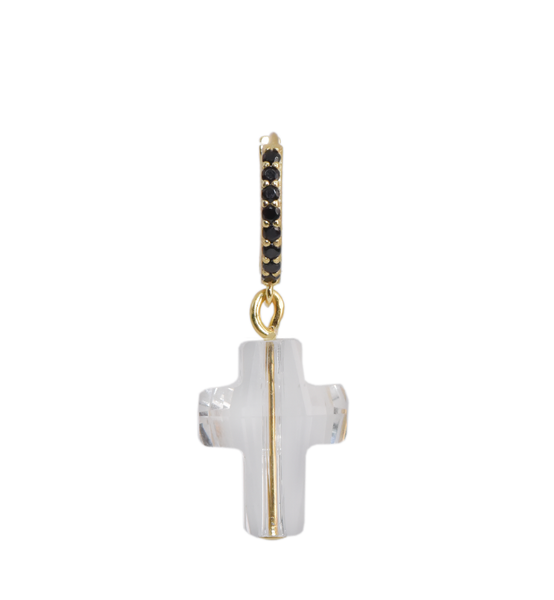Francie Swarovski Cross Crystal Gold-Plated Huggie Earring