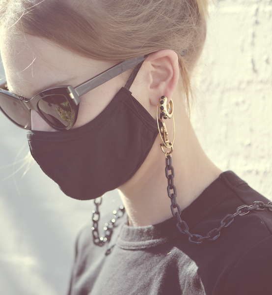 Black Marble Mask & Eyewear Resin Chain