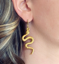 Load image into Gallery viewer, Eve 24Kt Gold-Plated Snake &amp; Pearl Knot W/Opal Earrings
