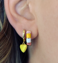 Load image into Gallery viewer, Sun Enamel 18Kt Gold Plated Yellow Heart Earring
