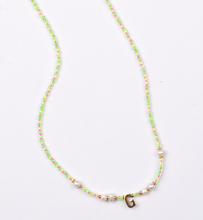 Load image into Gallery viewer, Sprinkler Letter Fluoro Pearl Bead Necklace
