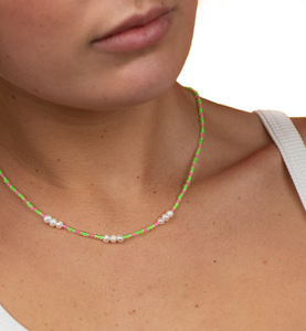 Candy Apple Fluoro Pearl Bead Necklace