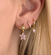 Load image into Gallery viewer, Famous 14Kt Gold-Plated Pink Enamel Star Mini Hoop
