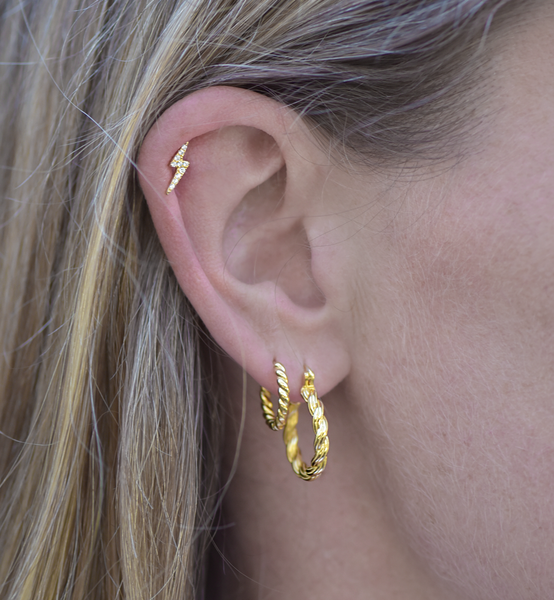Twist Latch 18Kt Gold-Plated Hoop Earrings