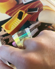 Load image into Gallery viewer, 70’s Lucite Ring - Lime Stripe
