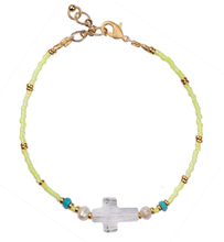 Load image into Gallery viewer, Summer Fluoro Swarovski Cross Bead Bracelet
