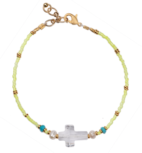 Summer Fluoro Swarovski Cross Bead Bracelet