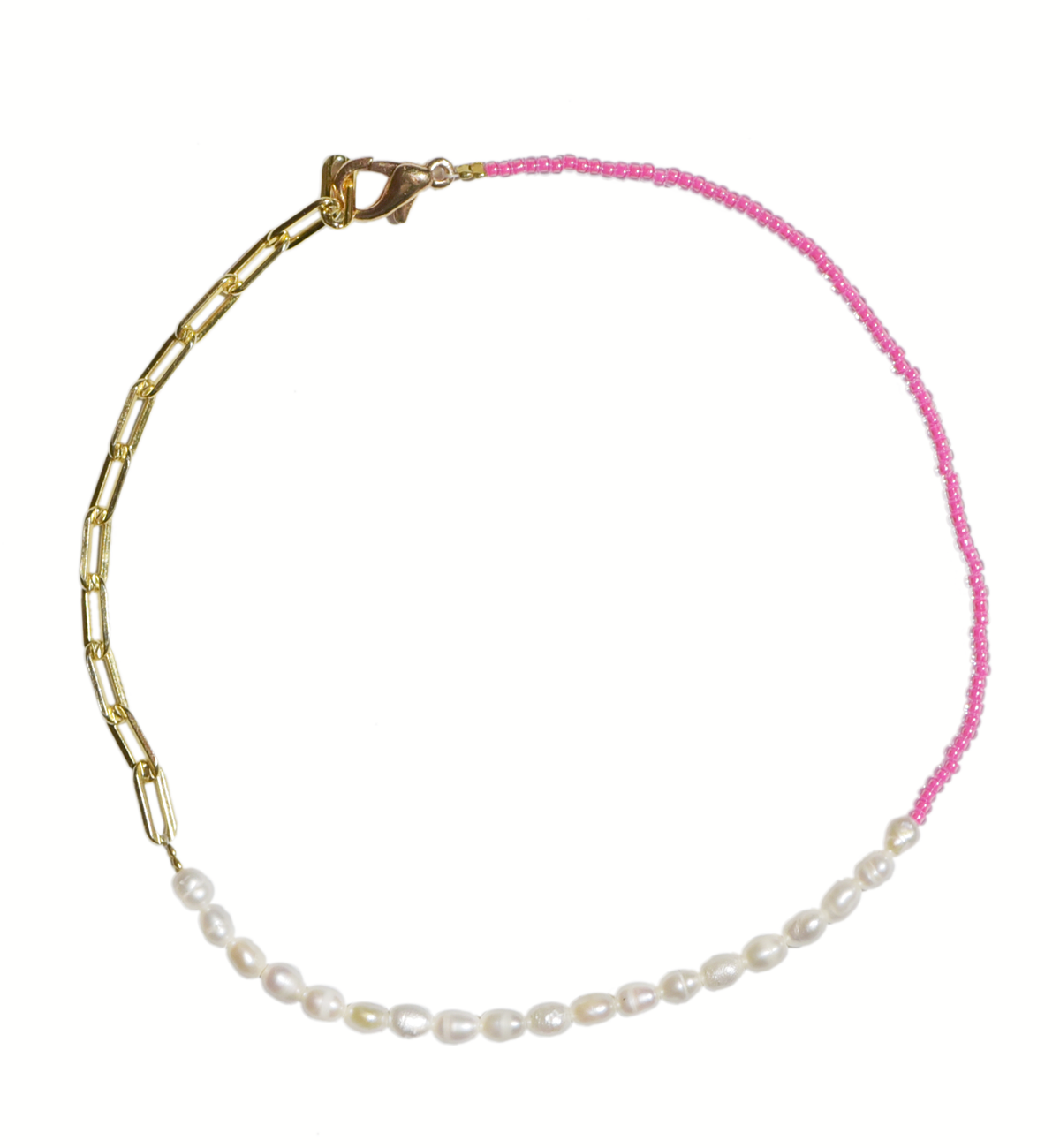 Gayley Pink Glass & Pearl Bead Bracelet/Anklet