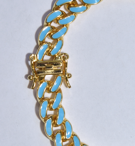 Highway Blue Enamel 18Kt Gold-Plated Link Bracelet