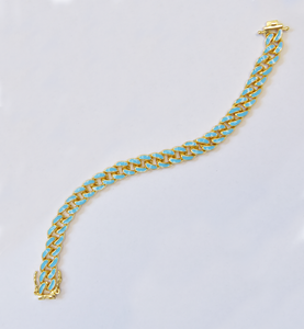 Highway Blue Enamel 18Kt Gold-Plated Link Bracelet