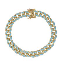 Load image into Gallery viewer, Highway Blue Enamel 18Kt Gold-Plated Link Bracelet
