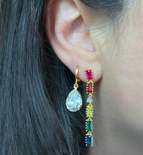 Load image into Gallery viewer, SOMEWHERE RAINBOW BAGUETTE 18KT GOLD-PLATED EARRINGS
