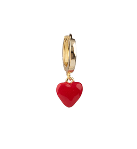 Apple Enamel 18Kt Gold-Plated Red Heart Earring
