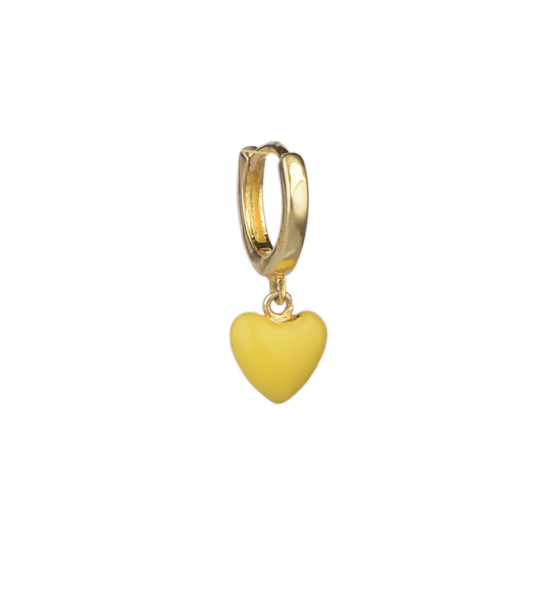 Sun Enamel 18Kt Gold Plated Yellow Heart Earring