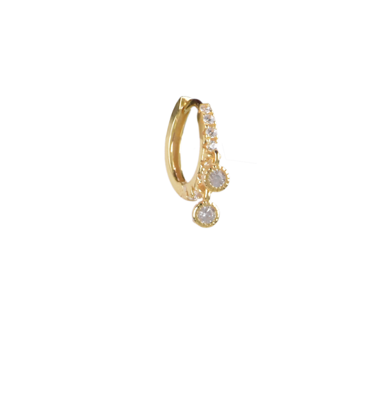 Snowflake Double Jewel 18Kt Gold-Plated Huggie Earring