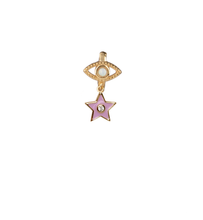 Load image into Gallery viewer, Famous 14Kt Gold-Plated Pink Enamel Star Mini Hoop
