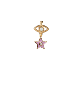 Famous 14Kt Gold-Plated Pink Enamel Star Mini Hoop