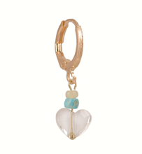 Load image into Gallery viewer, Heartless Clear Swarovski &amp; Turquoise Gold-Plated Huggie Earring
