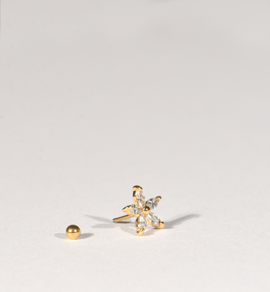 Jasmine Gold-Plated Stud Earring With Screw Backing