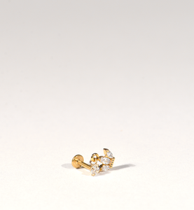 Lotus Gold-Plated Stud Earring With Screw Backing
