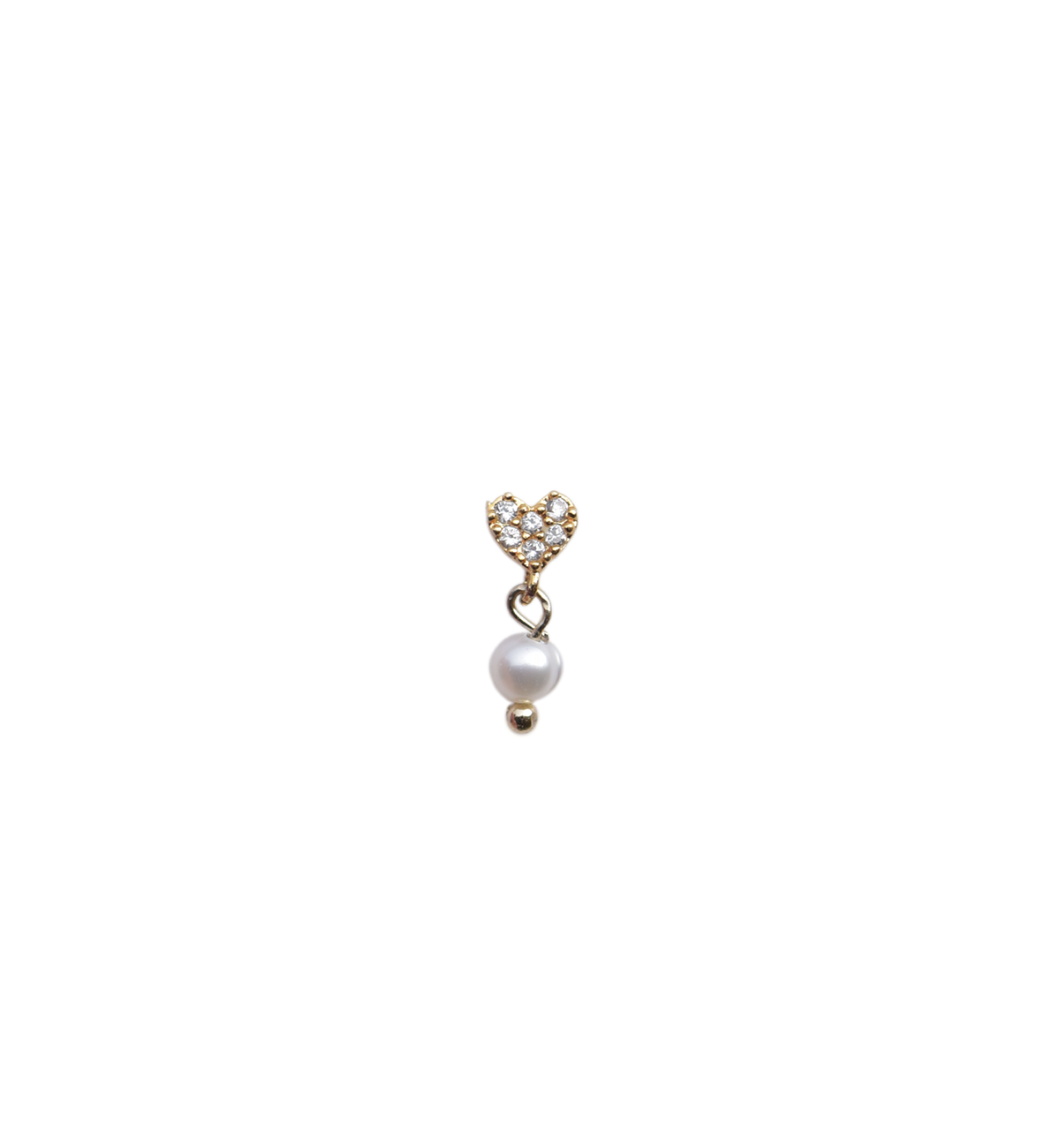 Teeny Heart Pearl Gold-Plated Stud Earring With Screw Backing