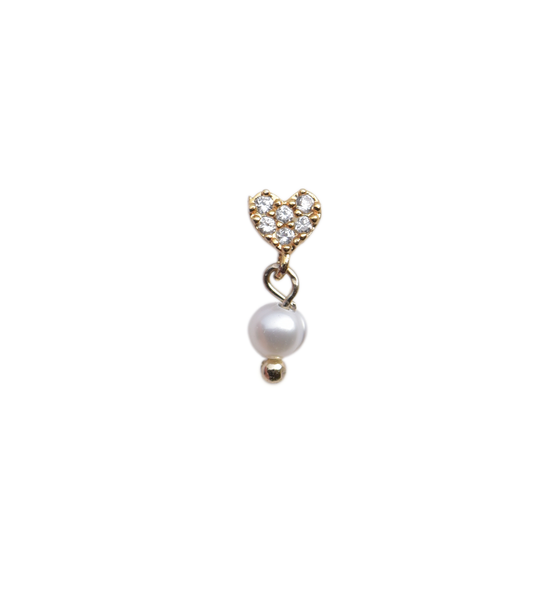 Teeny Heart Pearl Gold-Plated Stud Earring With Screw Backing
