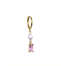 Load image into Gallery viewer, Camellia Pink Baguette Pearl Gold-Plated Earring
