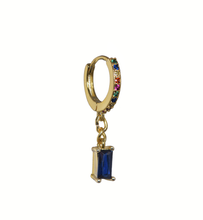 Load image into Gallery viewer, Germain Blue Baguette Gold-Plated Huggie Earring
