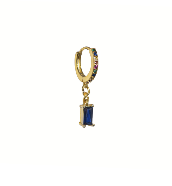 Germain Blue Baguette Gold-Plated Huggie Earring