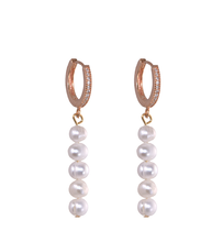 Load image into Gallery viewer, Cradle Pearl String Champagne Gold-Plated Earrings
