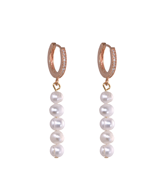 Cradle Pearl String Champagne Gold-Plated Earrings