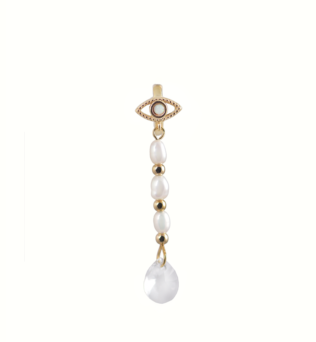 Tism Eye Pearl & Swarovski Crystal Drop Earring