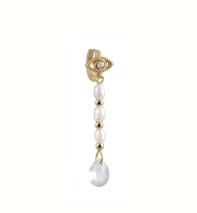 Tism Eye Pearl & Swarovski Crystal Drop Earring