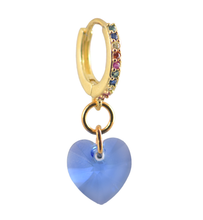 Load image into Gallery viewer, Verona Swarovski Crystal Heart &amp; Rainbow Hoop Earring
