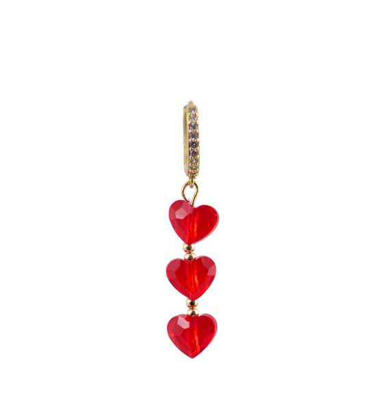 Poison Swarovski Crystal Heart Beads & Zirconia Hoop Earring