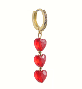 Poison Swarovski Crystal Heart Beads & Zirconia Hoop Earring