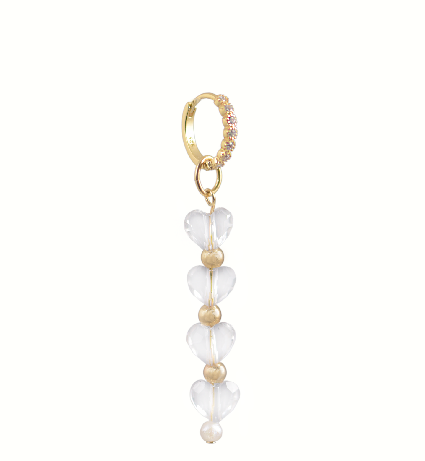 Romeus Swarovski Crystal Heart Beads & Zirconia Hoop Earring
