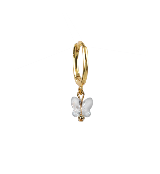 Anna Butterfly Swarovski Crystal Gold-Plated Huggie Earring