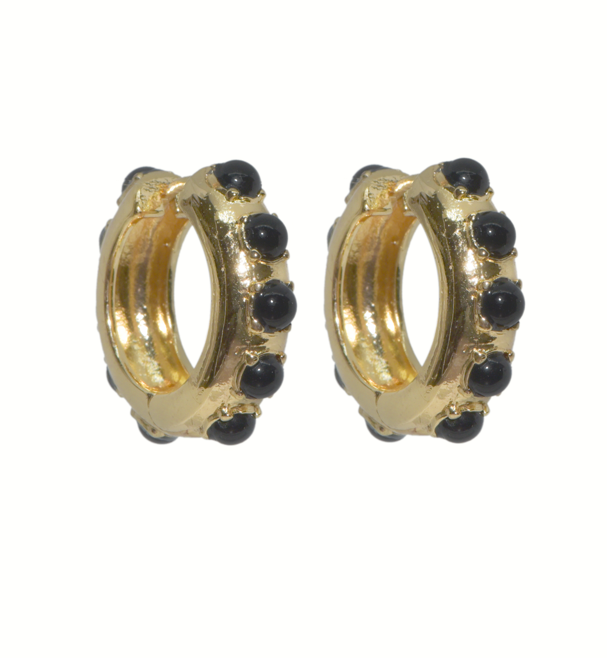 Urto Black Gold-Plated Hoop Earrings