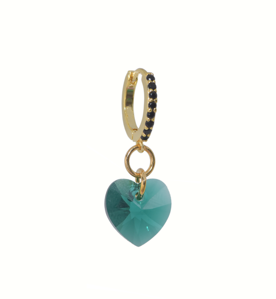 Grimhilde Swarovski Heart Crystal Gold-Plated Huggie Earring