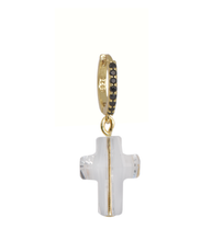 Load image into Gallery viewer, Francie Swarovski Cross Crystal Gold-Plated Huggie Earring
