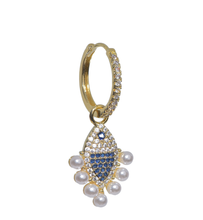Load image into Gallery viewer, Marlin Zirconia w/ Pearls 18Kt Gold-Plated Hoop
