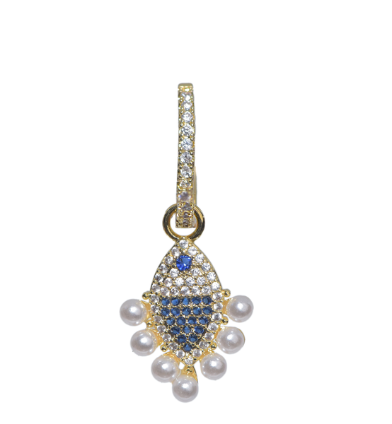 Marlin Zirconia w/ Pearls 18Kt Gold-Plated Hoop