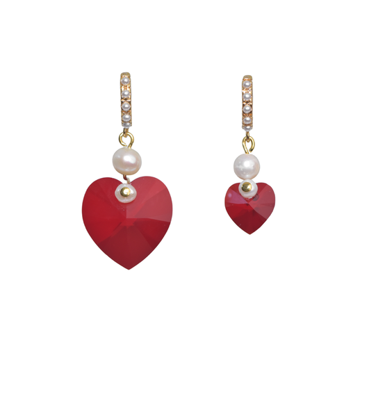 Hope 18Kt Gold-Plated Swarovski Heart & Pearl w/Opal Hoops
