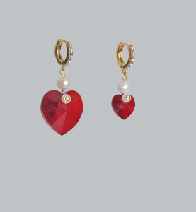 Hope 18Kt Gold-Plated Swarovski Heart & Pearl w/Opal Hoops
