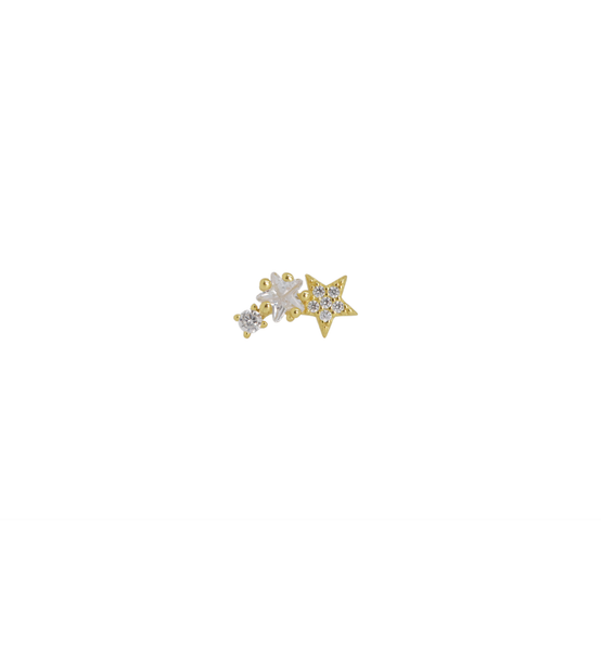 Multi Star 18Kt Gold-Plated Screw-back Stud