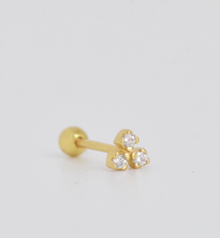 Load image into Gallery viewer, Clover 18Kt Gold-Plated Screw-back Stud
